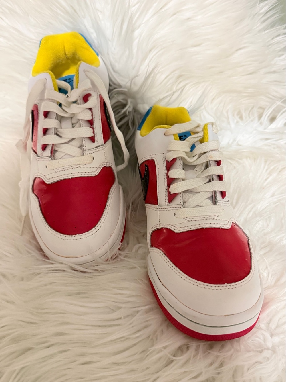 Nike Delta Force Low Kids White Red Blue Yellow Sneakers size